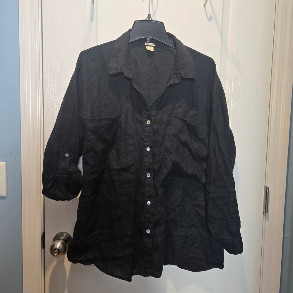 Magaschoni linen button up black sz L